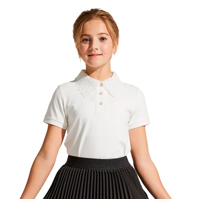 Блузка поло школьная для девочки Deloras Z64185S молочная 1